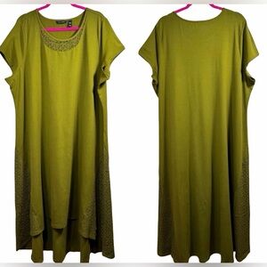 H by Halston Dress
Women’s XL
Olive green 
High-Low 
Lace detail 
Stretch Fit